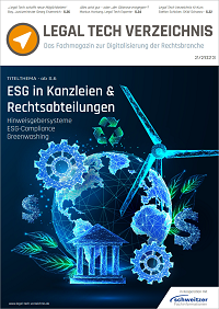 Cover des Magazins Legal Tech Verzeichnis und Link zur Ausgabe 02/2023