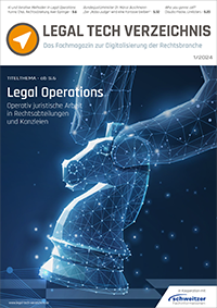 Cover des Magazins Legal Tech Verzeichnis und Link zur Ausgabe 01/2024