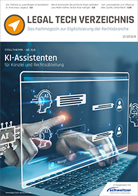 Cover des Magazins Legal Tech Verzeichnis und Link zur Ausgabe 02/2024