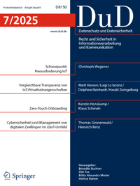 Bild vergrößern Bild: Datenschutz und Datensicherheit - DuD - Springer