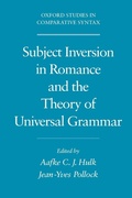 Cover: Subject Inversion in Romance and the Theory of Universal Grammar - Oxford University Press Inc