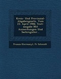 Cover: Kreis- Und Provinzial- Abgabengesetz, Vom 23. April 1906 - Saraswati Press