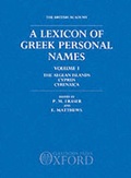 Cover: A Lexicon of Greek Personal Names: Volume I: The Aegean Islands, Cyprus, Cyrenaica - Oxford University Press