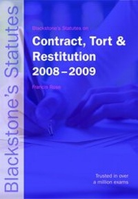 Abbildung von: Blackstone's Statutes on Contract, Tort and Restitution 2008-2009 - Oxford University Press
