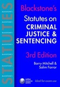 Cover: Blackstone's Statutes on Criminal Justice and Sentencing - Oxford University Press