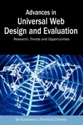 Cover: Advances in Universal Web Design and Evaluation - IGI Publishing