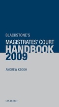 Cover: Blackstone's Magistrates' Court Handbook 2009 - Oxford University Press