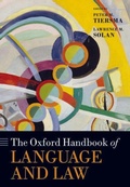 Cover: The Oxford Handbook of Language and Law - Oxford University Press