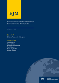 Abbildung von: EJM - Europäisches Journal für Minderheitenfragen - Berliner Wissenschafts-Verlag