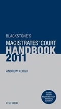 Cover: Blackstone's Magistrates' Court Handbook 2011 - Oxford University Press