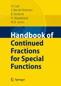 Cover: Handbook of Continued Fractions for Special Functions - Springer