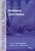 Cover: Blackstone's Statutes on Evidence - Oxford University Press