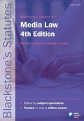 Cover: Blackstone's Statutes on Media Law - Oxford University Press