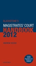 Cover: Blackstone's Magistrates' Court Handbook 2012 - Oxford University Press