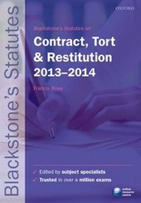 Abbildung von: Blackstone's Statutes on Contract, Tort & Restitution 2012-2013 - Oxford University Press
