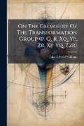 Cover: On the Geometry of the Transformation Group (P, Q, R, Xq, Yp, Zr, XP-Yq, Z2r)... - Nabu Press