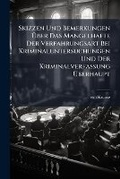 Cover: Skizzen Und Bemerkungen UEber Das Mangelhafte Der Verfahrungsart Bei Kriminaluntersuchungen Und Der Kriminalverfassung UEberhaupt - Nabu Press
