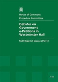 Cover: Debates on Government e-petitions in Westminster Hall - TSO