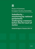 Cover: Subsidiarity - monitoring by national parliaments - TSO