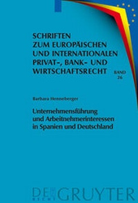 Abbildung von: Unternehmensführung und Arbeitnehmerinteressen in Spanien und Deutschland - De Gruyter
