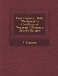 Cover: Eine Gemein- Oder Weltsprache (Pasilingua) - Nabu Press