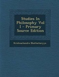 Cover: Studies in Philosophy Vol I - Nabu Press