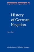 Cover: History of German Negation - John Benjamins Publishing Co