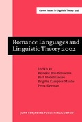 Cover: Romance Languages and Linguistic Theory 2002 - John Benjamins Publishing Co