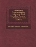 Cover: Denkmaler Provenzalischer Literatur Und Sprache, Volume 1 - Primary Source Edition - Nabu Press