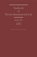 Cover: Yearbook of Private International Law - Sellier European Law Publishers