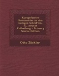 Cover: Kurzgefasster Kommentar Zu Den Heiligen Schriften, A., Neunte Abtheilung - Primary Source Edition - Nabu Press