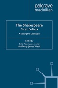 Cover: The Shakespeare First Folios - Palgrave Macmillan