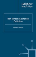 Cover: Ben Jonson: Authority: Criticism - Palgrave Macmillan