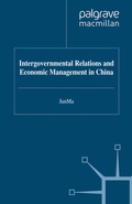 Cover: Intergovernmental Relations and Economic Management in China - Palgrave Macmillan