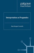 Cover: Interpretation as Pragmatics - Palgrave Macmillan