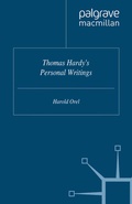 Cover: Thomas Hardy's Personal Writings - Palgrave Macmillan