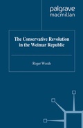 Cover: The Conservative Revolution in the Weimar Republic - Palgrave Macmillan