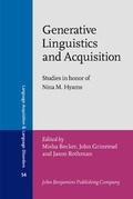 Cover: Generative Linguistics and Acquisition - John Benjamins Publishing Co