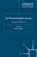 Cover: Re-Presenting Ben Jonson - Palgrave Macmillan