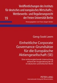 Abbildung von: Einheitliche Corporate Governance-Grundsätze für die Europäische Aktiengesellschaft (SE) - Peter Lang Verlag