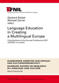 Enlarge image Cover: Language Education in Creating a Multilingual Europe - Peter Lang Verlag