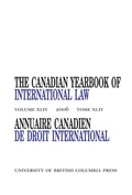 Cover: The Canadian Yearbook of International Law, Vol. 44, 2006 - University of British Columbia Press