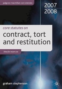 Abbildung von: Core Statutes on Contract, Tort and Restitution 2007-08 - Palgrave Macmillan
