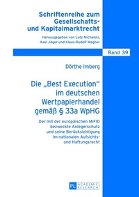 Abbildung von: Die «Best Execution» im deutschen Wertpapierhandel gemäß § 33a WpHG - Peter Lang Verlag