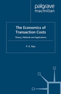 Cover: The Economics of Transaction Costs - Palgrave Macmillan