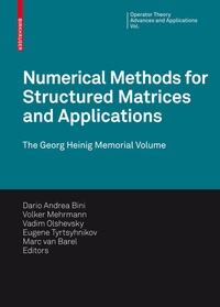 Enlarge image Cover: Numerical Methods for Structured Matrices and Applications - Birkhäuser