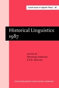 Cover: Historical Linguistics 1987 - John Benjamins Publishing Co