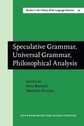 Cover: Speculative Grammar, Universal Grammar, Philosophical Analysis - John Benjamins Publishing Co