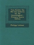 Cover: Vom Rechte - Nabu Press