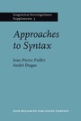 Cover: Approaches to Syntax - John Benjamins Publishing Co